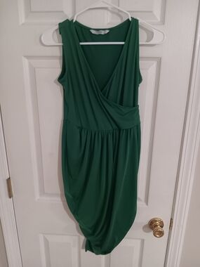 Sleeveless Emerald Wrap-Front Asymmetrical Women's Dress